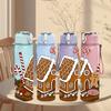 1PC Gingerbread House Candy Cane 750ml Color Plastic Sports Water Bottle Leakproof Flip Straw Lid Suitable for Sports Office Home Use