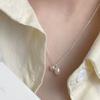 Versatile Exquisite Round Double Pendant Clavicle Chain S925 Silver ins Simple Natural Freshwater Pearl Necklace
