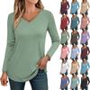 Womens Long Sleeve Tops V Neck Shirts Casual Basic Trendy Tee Blouses Fall Tunic Outfits Fitted T Shirts