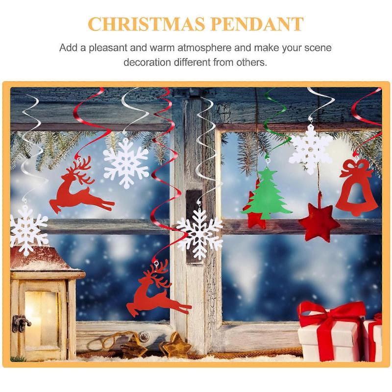 Hanging Swirl Decor Christmas Ornament for Decoration 24Pcs PVC Assorted