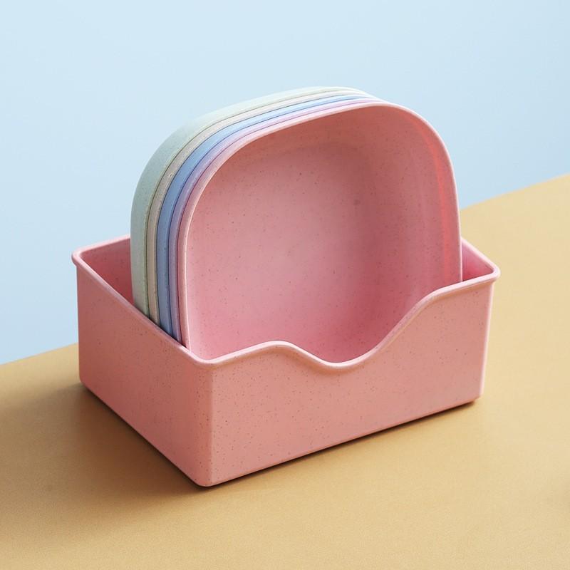 10 шт. многофункциональная цветная костяная тарелка RandomSpit, бытовая пищевая пластиковая вертел, круглая квадратная, набор для обеденного стола, мусорная корзина