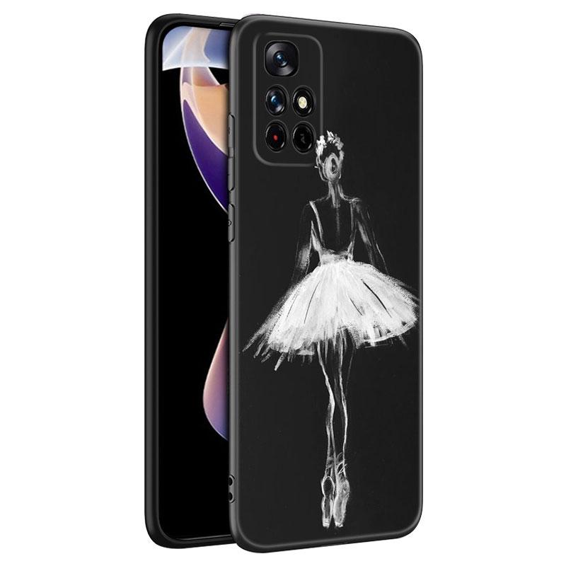 Ballet Girl Black Silicone Phone Case For Xiaomi Redmi Note 10 11 11S 12 13 4G 8 9 11T Pro 5G Plus 8T 9S 10S 12S
