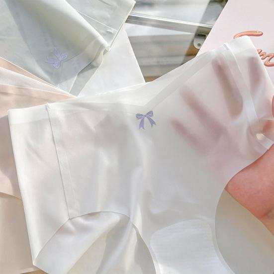 Ultra-Thin Seamless Ice Silk Panties for Women Mid Waisted Soft Stretchy Underwear Breathable Invisible Briefs