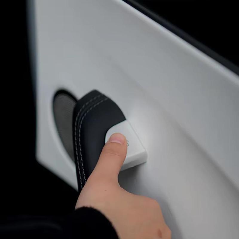 4X Car Button Stickers Cover Trim For Tesla Y Juniper 2025 Model 3 Highland 2024 Door Lock Switch Open Button Cover Protector