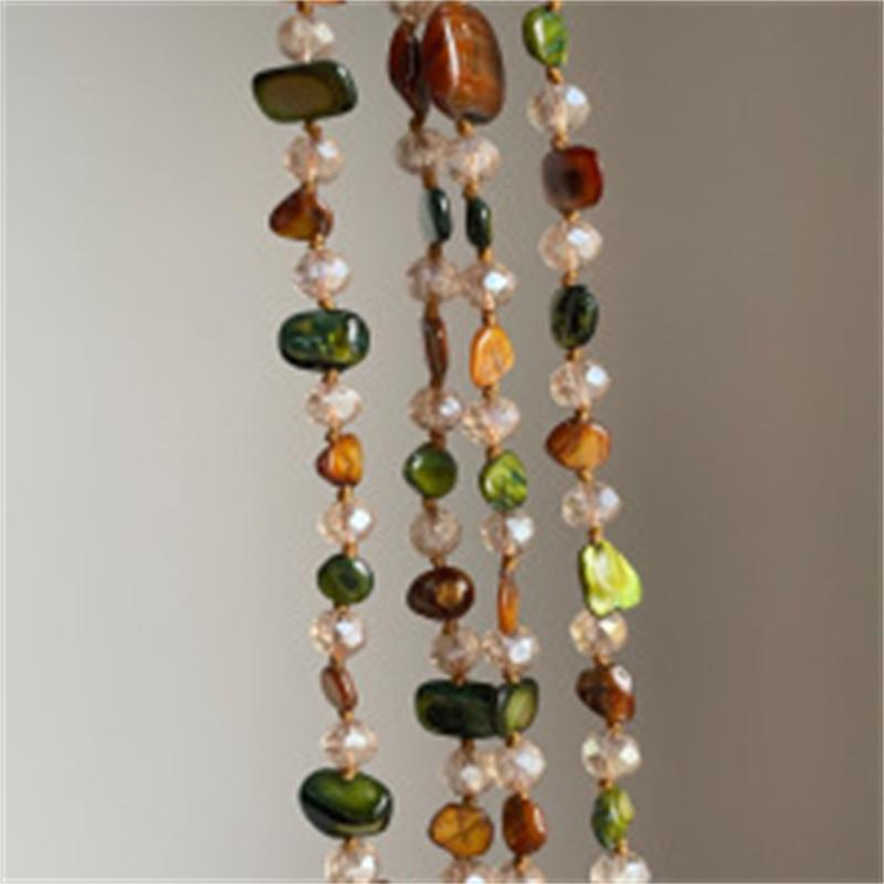 Двухслойное зеленое разноцветное ожерелье из бусин, винтажное ожерелье-цепочка с жемчугом, женское, для пляжной вечеринки, повседневной носки, аксессуары, подарок