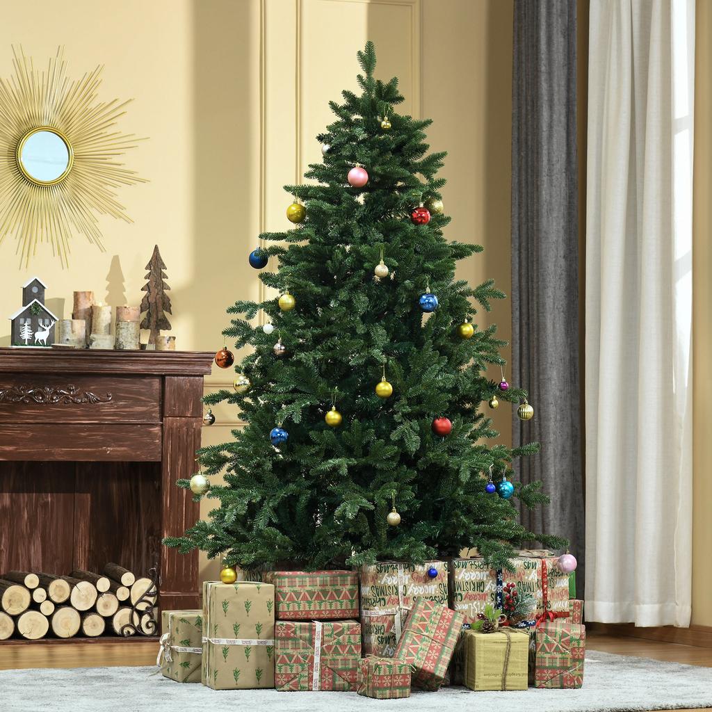 Artificial Christmas Tree 180 cm, Flame-Retardant Fir Tree with Metal Stand