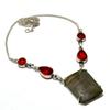Labradorite Garnet Gemstone 925 Silver Plated Handmade Jewelry Necklace 18"