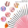 15pcs Nail Art Liner Brush Kit UV Gel Nail Brush Set French Stripe Line Painting Drawing Flower Pen Professional Manicure Tools