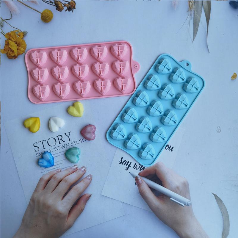 15 Hole Love Silicone Chocolate Mould Heart Biscuit Cake Decor Baking Tool Jelly Candy Mold Ice Tray Soap Resin Making Set Gifts