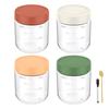 4Pcs 500ml Clear Glass jars with Airtight Lids Oats Containers Stackable Wide Mouth Oatmeal Containers for Yogurt Pudding Jam