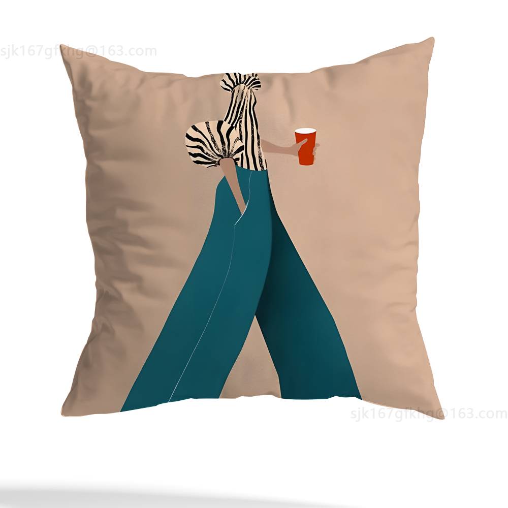Abstract Woman Pillow Case Sofa Living Room Bedroom Headboard Backrest Cushion Square Cushion Nap Time