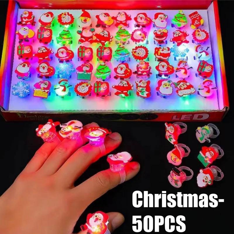 Glowing LED Finger Rings Halloween Christmas Party Favors Light Up Flashing Adjustable Fun Props Kids Adults