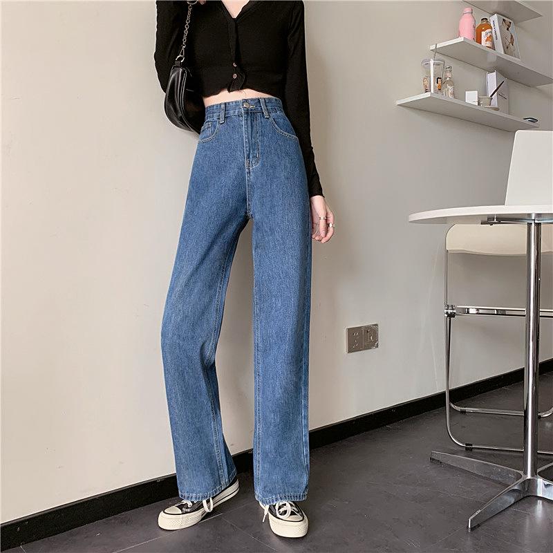 Women's High-Waist Wide-Leg Jeans - Slim, Straight, Loose-Fit Trousers for Autumn 2023