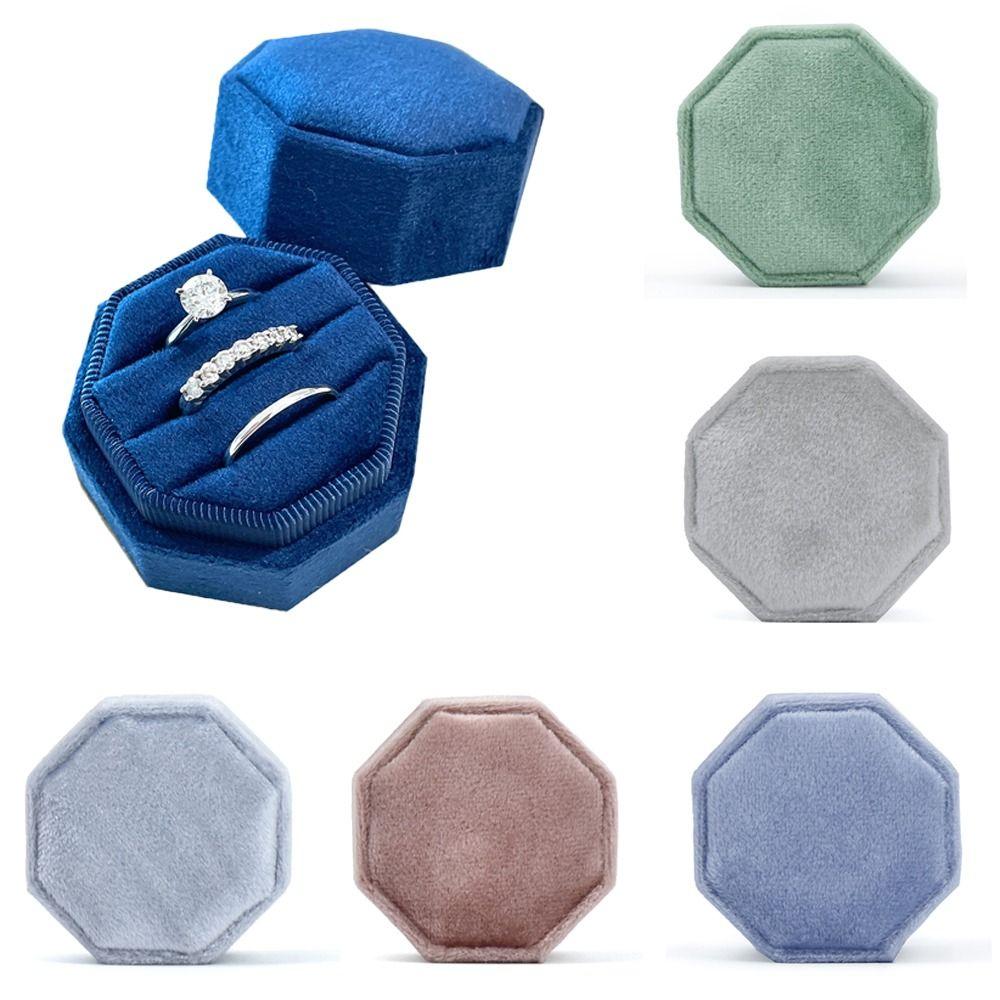 Exquisite Octagonal Display Box With Detachable Lid Velvet Jewelry Box Ring Storage Box