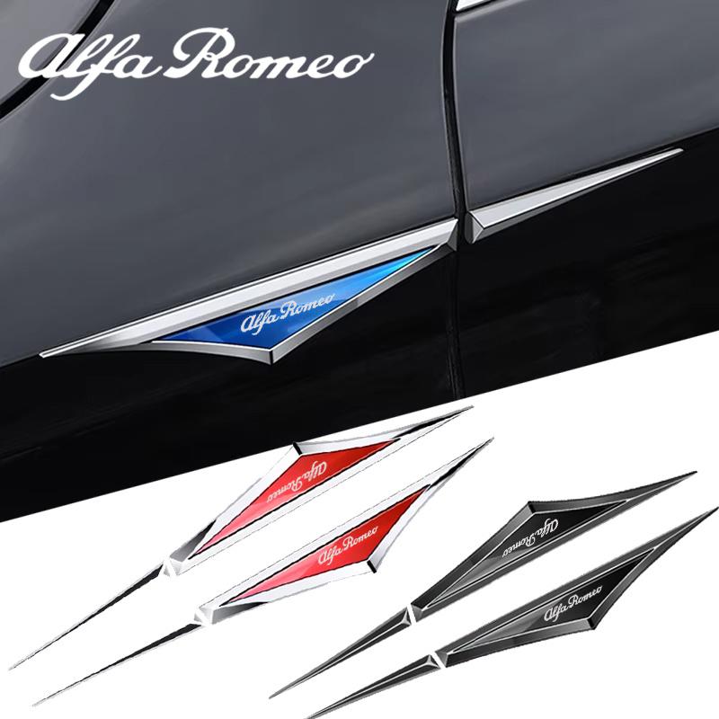 2Pcs 3D Alloy Knife Emblem Car Body Side Door Blade Fender Sticker for Alfa Romeo Logo Giulia 147 156 Stelvio 159 Giulietta Mito LA5