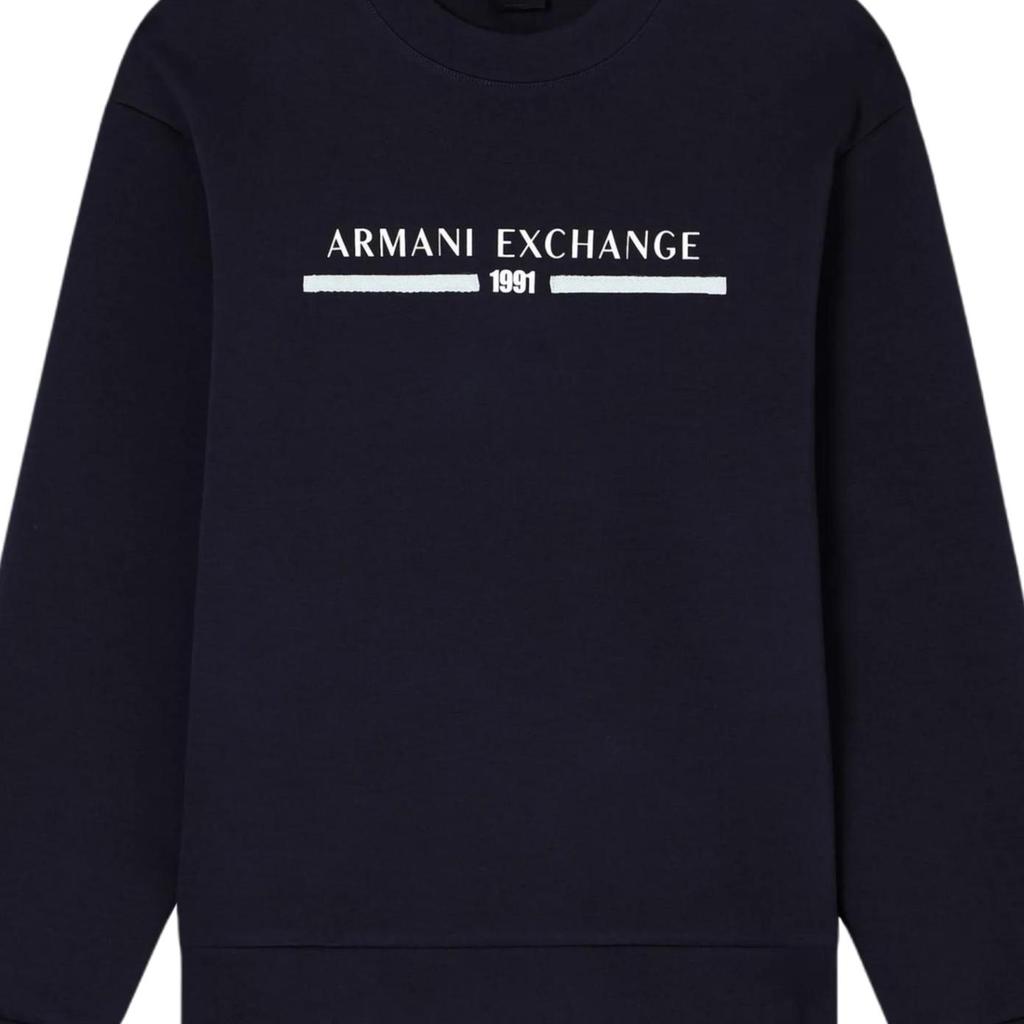 Armani Exchange Свитшот с круглым вырезом, свободный, с длинным рукавом, с буквенным принтом, мужской свитшот XM000982-AF10818-UB101
