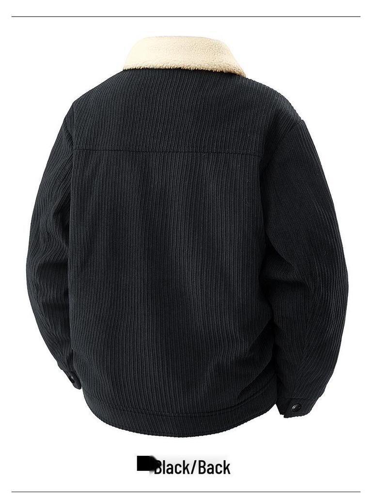 Мужская зимняя вельветовая куртка, на бархатной подкладке, с лацканами, модного свободного кроя, повседневного универсального дизайна