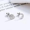 Silver Color Clover Zircon Stud Earrings for Women Sweet Exquisite Screw-Back Ear Piercing Jewelry Birthday Party Gifts