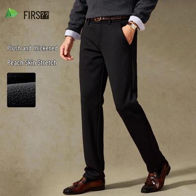 Мужские утепленные флисовой подкладкой эластичные брюки Shanshan в стиле business casual