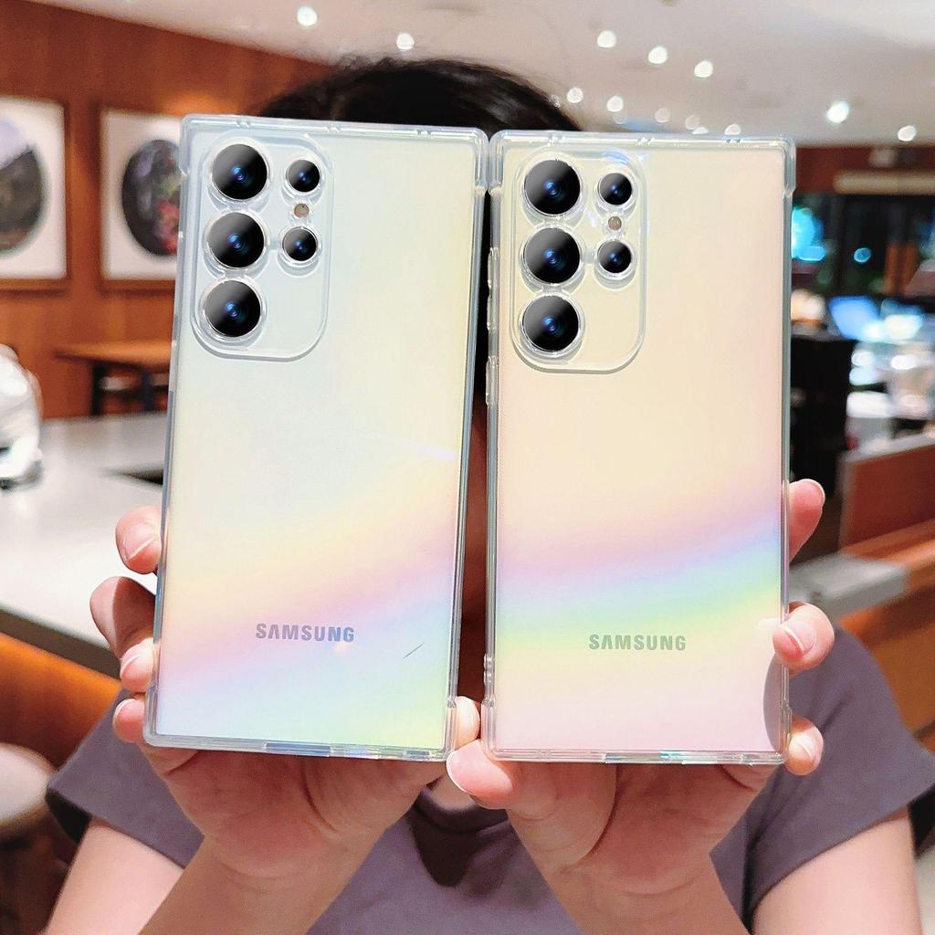 Переливающийся и прозрачный чехол для телефона Samsung S25u для S23, S22, A55, A54, A53 - Цвет синего света