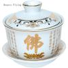 1PCS Ceramic Buddha Heart Sutra Tea Bowl Household Altar Buddha Supplies Feng Shui Ornaments Holy Water Cup