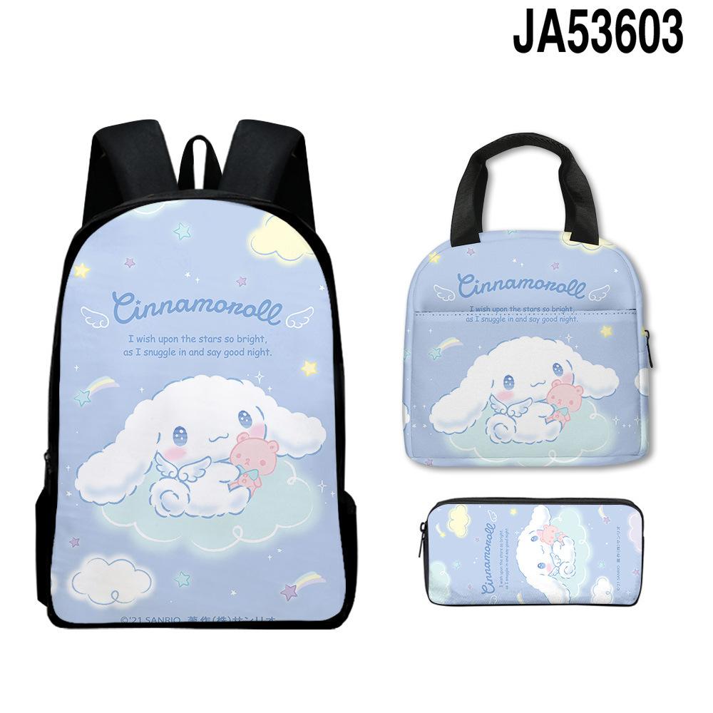 Cartoon Cinna Moroll Backpack Student School Bag Lunch Bag Pencil Bag Three-Piece Set