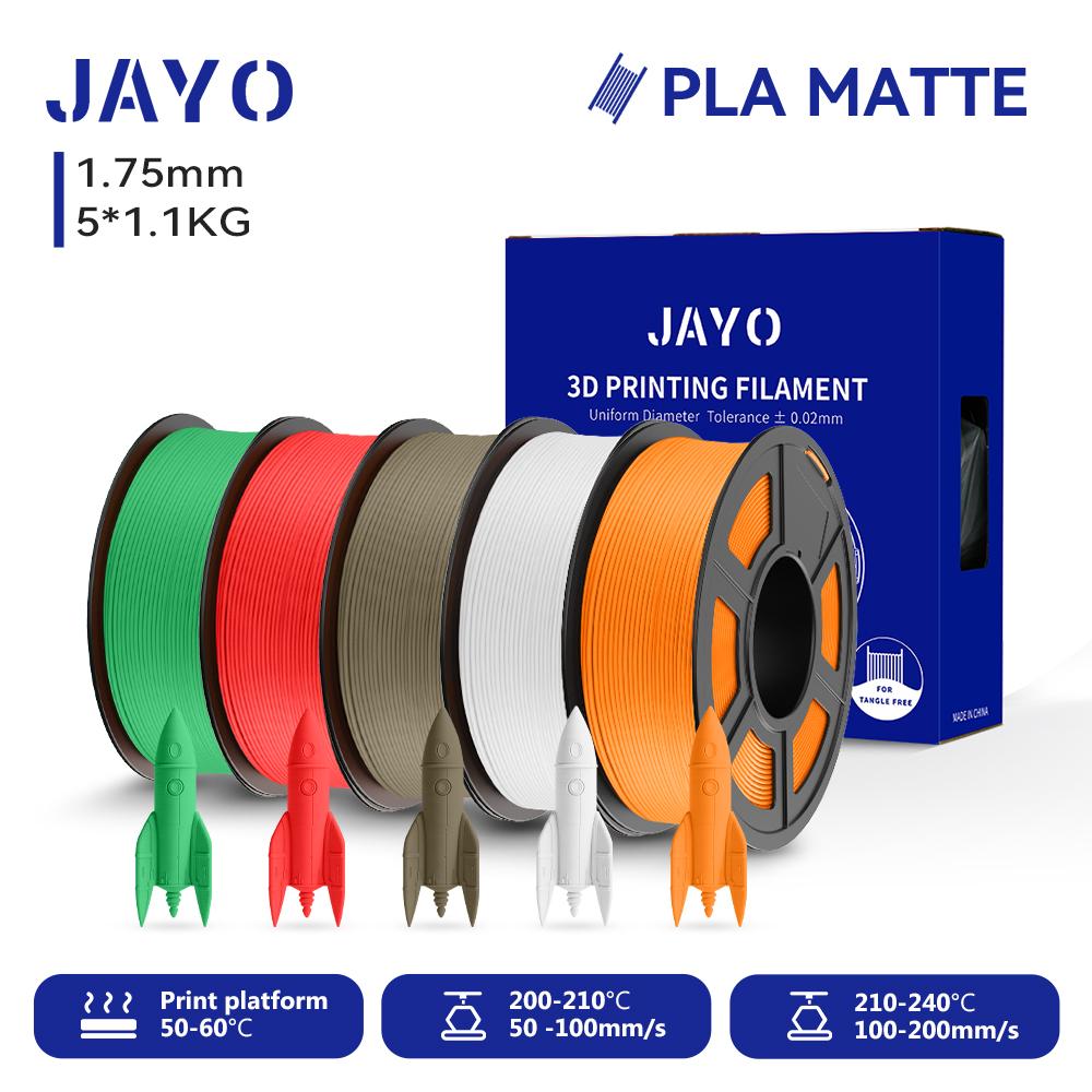 JAYO 5 катушек 3D PLA Матовый Филамент для 3D-принтера 1,75 мм+/-0,02 мм 100% Без пузырьков Нетоксичный Материалы для 3D-печати для 3D-принтера и ручки