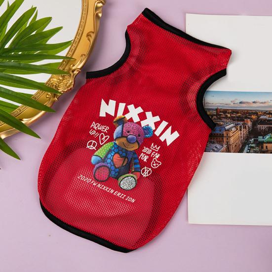 Pet Clothes Super Soft Decorative Polyester Puppy Cartoon Print Ultra-Thin Vest Apparel for Outdoor