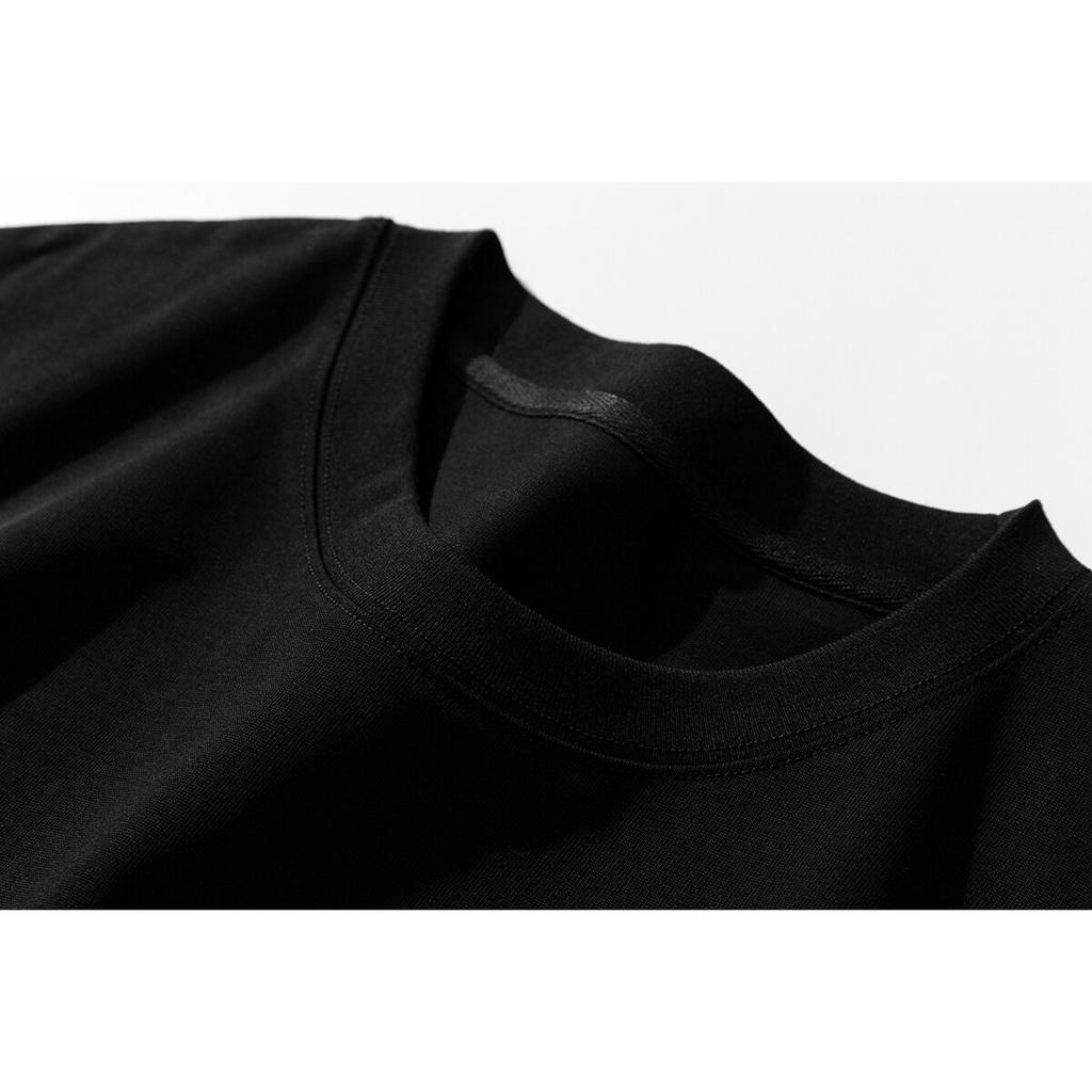 2025 Весна Осень Мужская Футболка с Длинным Рукавом Мужская Повседневная Корейская Футболка Мужская Однотонная Хлопковая Майка Мужская Оверсайз Черная Футболка