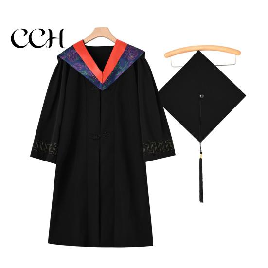 Graduation Ceremony Attire Bachelor Uniform Matte Gown Cap Tassel Set V-Neck Long Sleeve Commencement Outfit Robe And Ceremonies Photo Props Suit