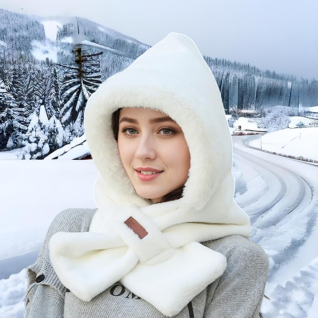 Hat, Scarf, One-piece Hat, Winter Fashion, Versatile, Female Adult Cycling, Warm and Plush Thick Ear Protection, Windproof Hat