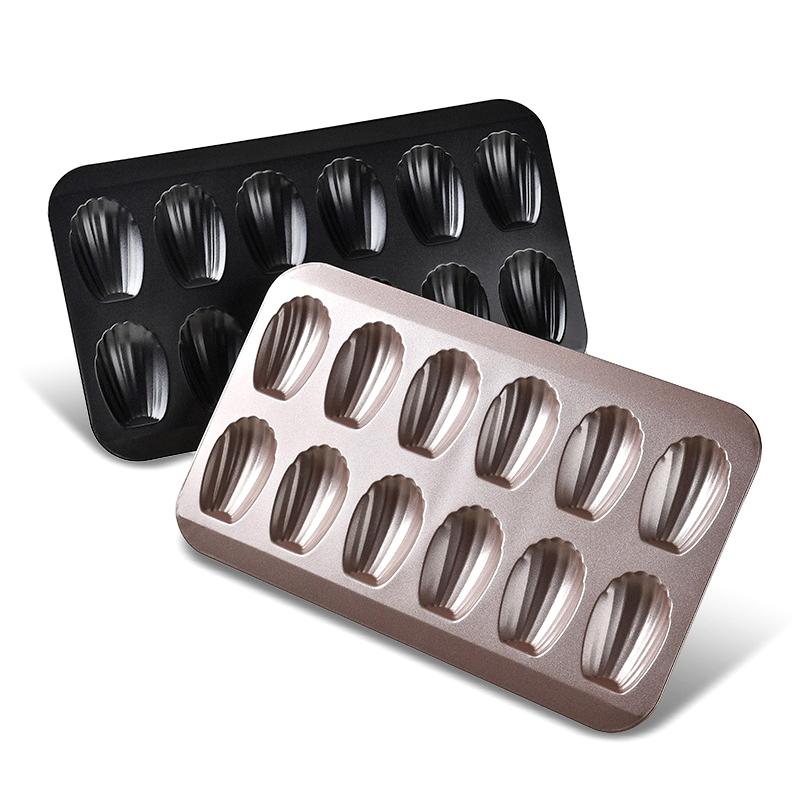 12 Cavities Carbon Steel Cake Mold Nonstick Baking Pan Shell Shape Baking Tray Pastry Cookie Bread Mold Bakeware Baking Tools