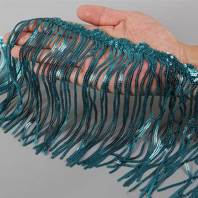 1-5 Ярдов 17см ГлиттерЛазер Пайетки Бахрома Кисточка Кружевная Отделка Латинские Танцы Свадебные Платья Одежда DIY Поделки Отделка Кисточка Бахрома