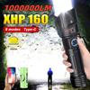 1000000LM XHP160LED High Powerful Flashlight Waterproof Rechargeable USB Torch Zoomable Lantern 26650 Battery Hand Lamp Camping Lantern