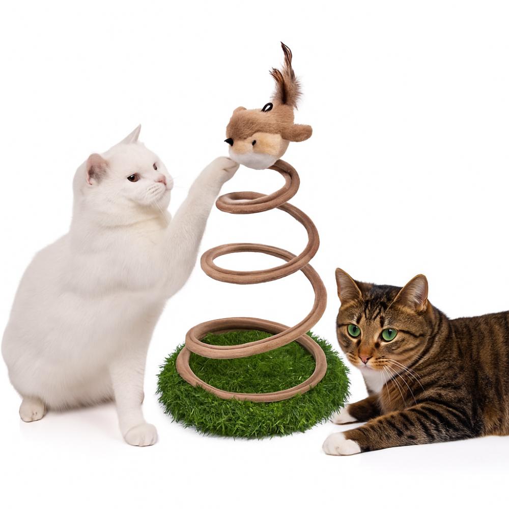 Creative Cat Scratching Tray Plush Sparrow Interactive Cat Toy Cat Spring Toy  Indoor Play