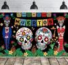 Day of The Dead Backdrop Dia DE Los Muertos Extra Large Fabric Banner for Hallo
