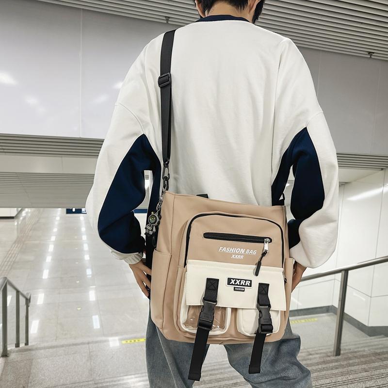 Women's Handbag Color Block Men's Messenger Bag Large Capacity Student Class Shoulder Bag