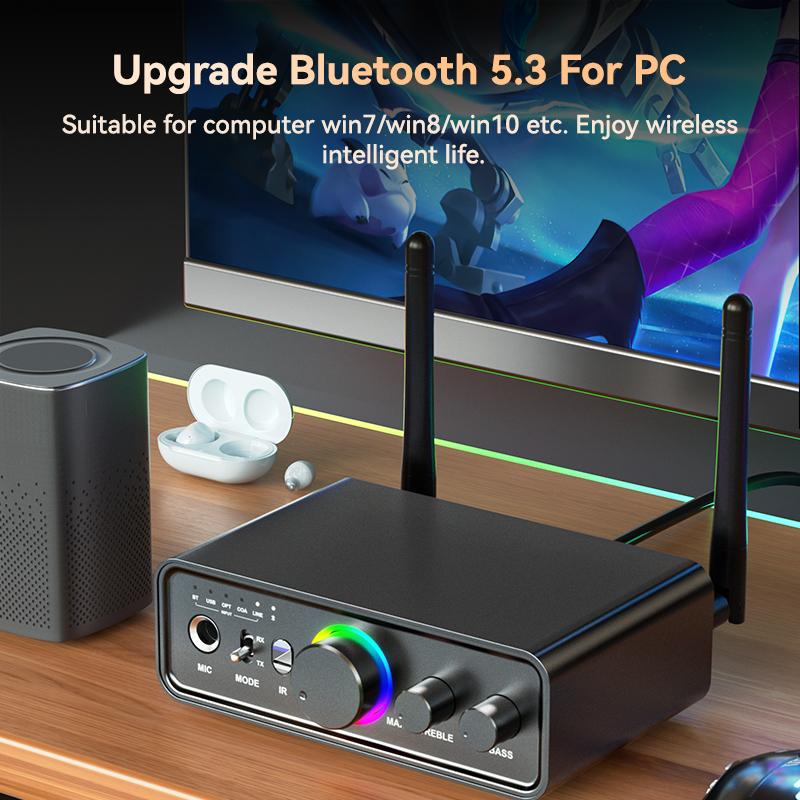 RGB Bluetooth 5.3 аудио передатчик приемник ЦАП/AUX/RCA/USB/коаксиальный/оптический/6,5 мм микрофон караоке Hifi DSP беспроводной адаптер