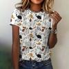 Women's T-shirt 3D Cat Print Clothing Summer Crew Neck Fashion Short Sleeves Elegant Casual Top Loose T-shirt Women's Clothing