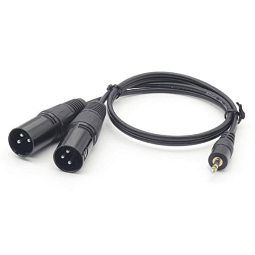 WV-9272-1.5B: Two XLR Male to 3.5mm Stereo Mini Plug Unbalanced Line Cable (1.5m, Black)