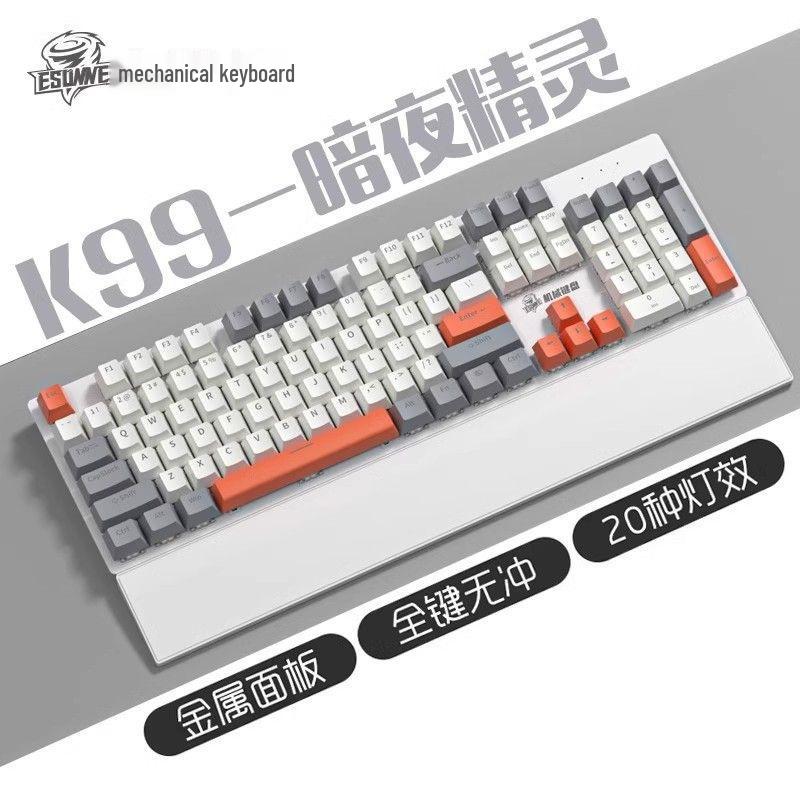 Механическая игровая клавиатура K99, с возможностью горячей замены, проводная, синий переключатель, 104 клавиши, для ноутбука и офиса, киберспорта.