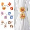 4Pieces Colorful Flower Curtain Tiebacks Metal Rope Window Drape Holders Holdbacks Clips for Home Bedroom Decoration