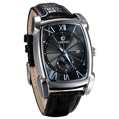 JEWELRYWE Мужские часы с кожаным ремешком, Античный дизайн, Популярные, Водонепроницаемость 3 АТМ, Календарь, Римские цифры, Аналоговые, Японский кварцевый механизм,