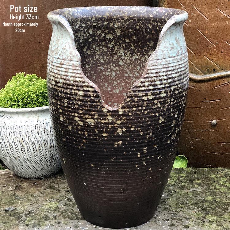 Retro Purple Clay Succulent Planter with Cutout Flower Design