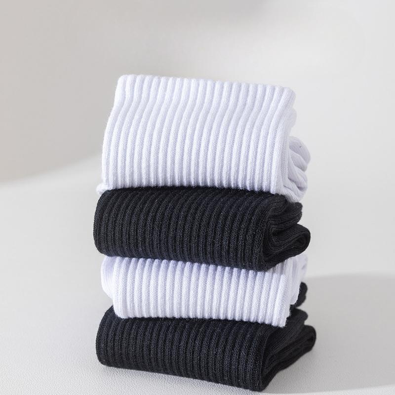 Men's Spring and Summer Short Socks, Black and White Socks, Anti-ball Mid-calf Socks, Basketball Sports Socks, Men's Cotton Socks