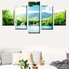 Wall Art Canvas Painting Modular 5 Panel HD Print Lush Green Jungle Poster Picture Print Living Room Bedroom Home Decoration No Frame