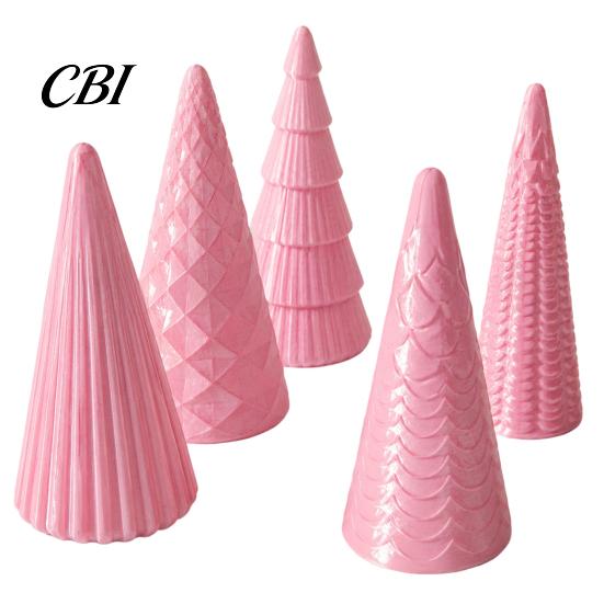 New Year Party Favors 5Pcs Illuminated Christmas Tree With/No LED Lights, Nordic Style Luminous Desktop Holiday Ornaments Tabletop Ornaments, Cone for