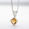 S925 Sterling Silver 8 *8mm Sparkling Citrine Pendant Ladies Natural Amethyst Stone Pendants Necklaces For Women Bridal Jewelry