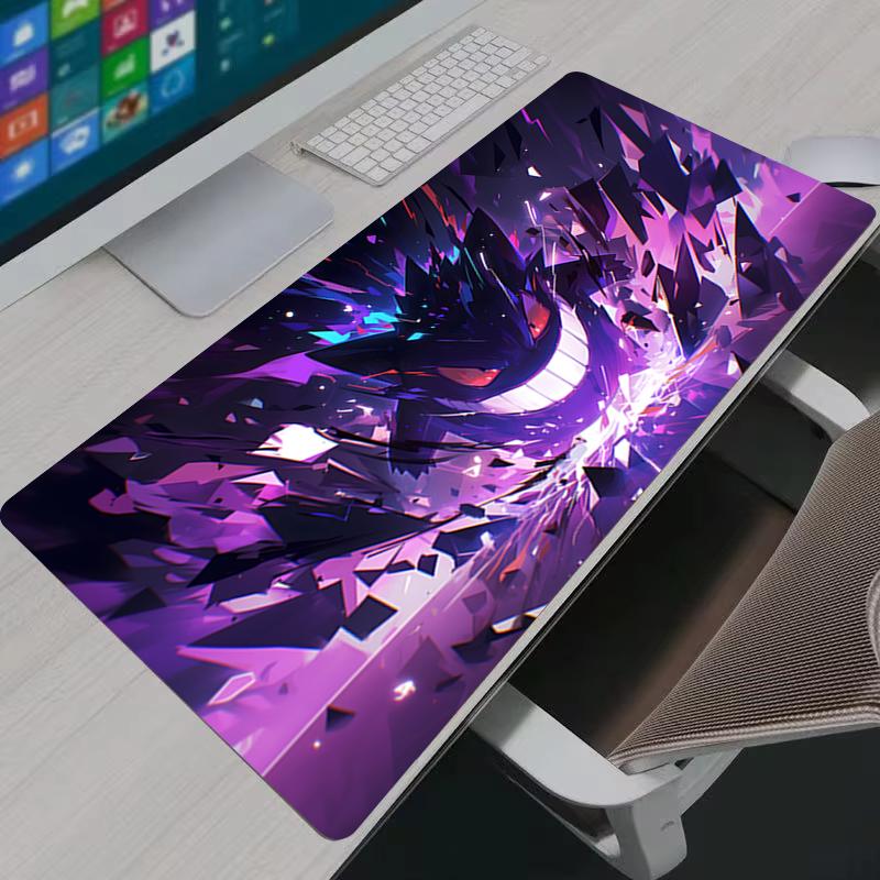 Mouse Pad XXL Gaming Desk Mat PPokemon Gengar Play Mat Computer Gamer Cabinet NonSlip Rubber Base Stitched Edge Keyboard Pad