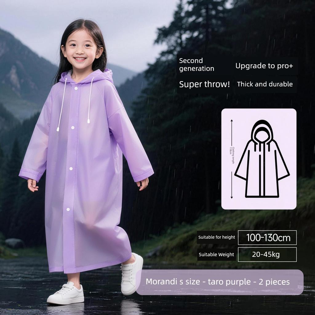 Disposable Children's Raincoat for School Use, Morandi Color, Travel Portable, Thickened, Rainstorm-Proof Poncho That Can Be Carried as a Backpack